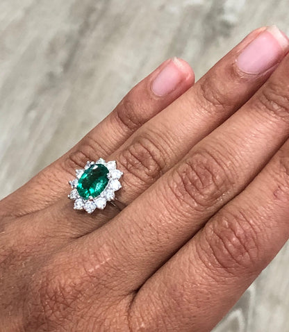 GIA Certified 2.99 Carat Emerald Diamond 18 Karat White Gold Engagement Ring