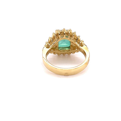 GIA Certified 3.46 Carat Emerald Diamond 18 Karat Yellow Gold Cluster Ring