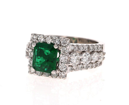 GIA Certified 3.96 Carat Emerald Diamond 18 Karat White Gold Ring