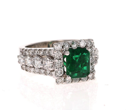 GIA Certified 3.96 Carat Emerald Diamond 18 Karat White Gold Ring