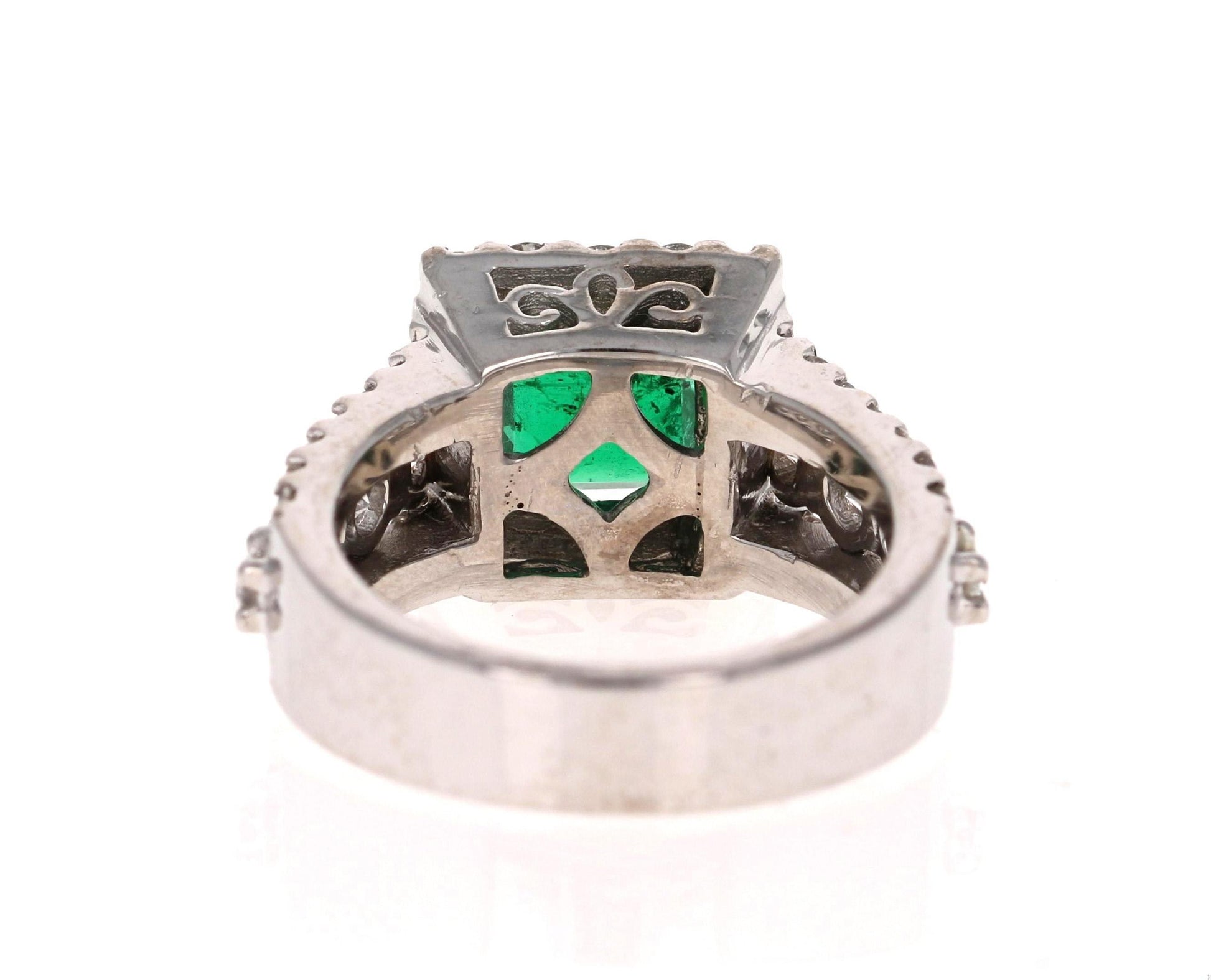 GIA Certified 3.96 Carat Emerald Diamond 18 Karat White Gold Ring