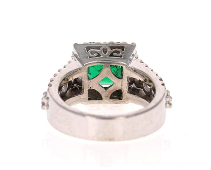 GIA Certified 3.96 Carat Emerald Diamond 18 Karat White Gold Ring