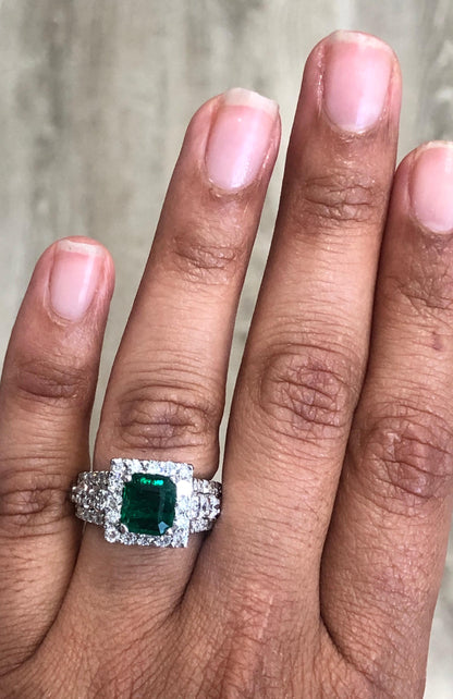 GIA Certified 3.96 Carat Emerald Diamond 18 Karat White Gold Ring