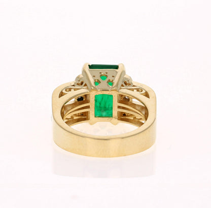 GIA Certified 3.96 Carat Emerald Diamond 18 Karat Yellow Gold Engagement Ring