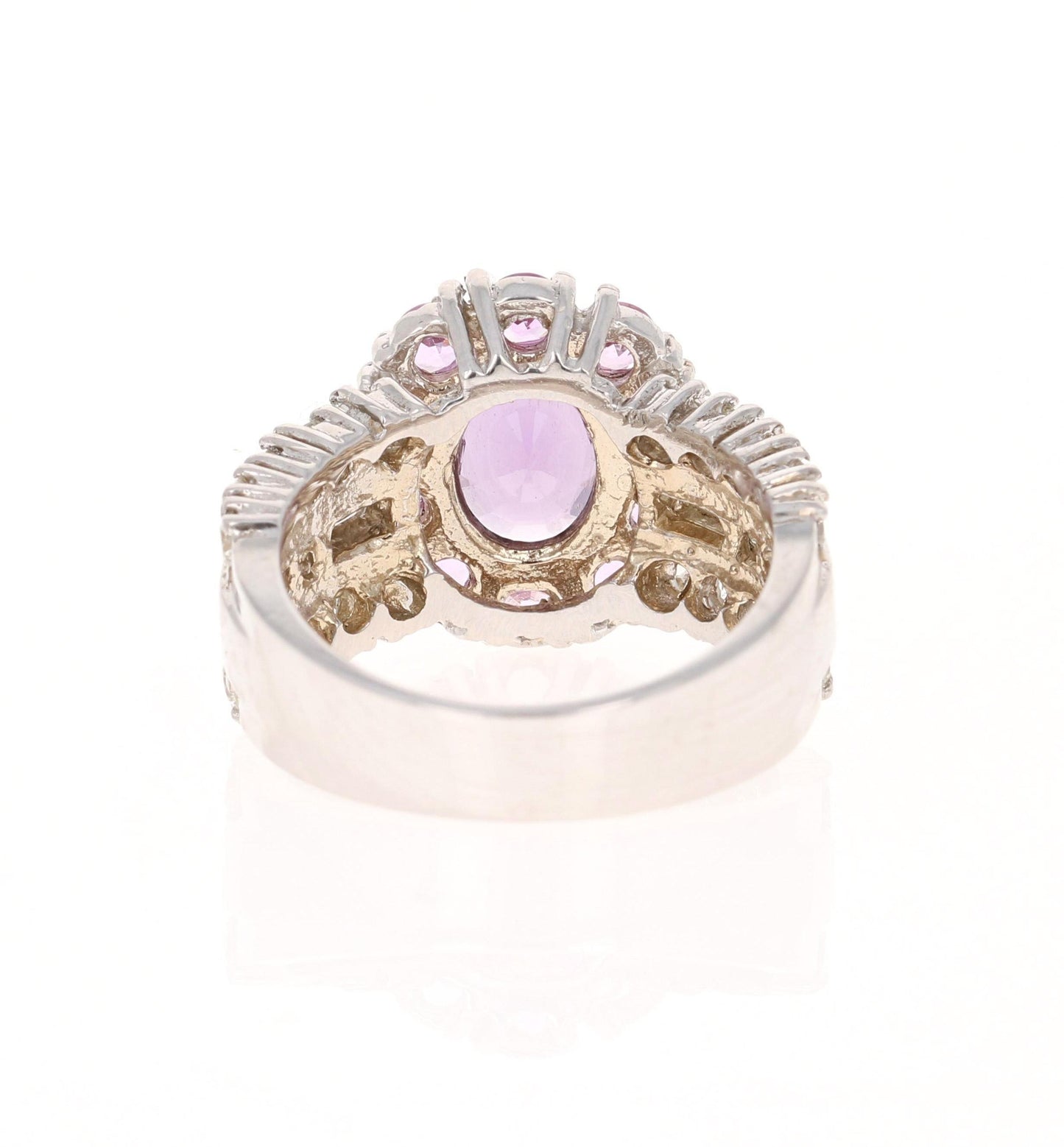 GIA Certified 3.99 Carat Pink Purple Sapphire Diamond 18 Karat White Gold Ring