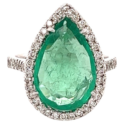 GIA Certified 4.83 Carat Emerald Diamond White Gold Cocktail Ring