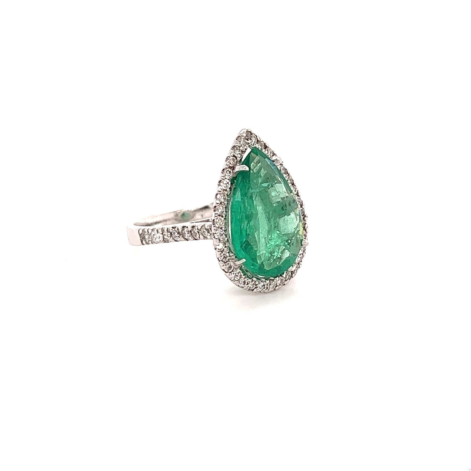 GIA Certified 4.83 Carat Emerald Diamond White Gold Cocktail Ring