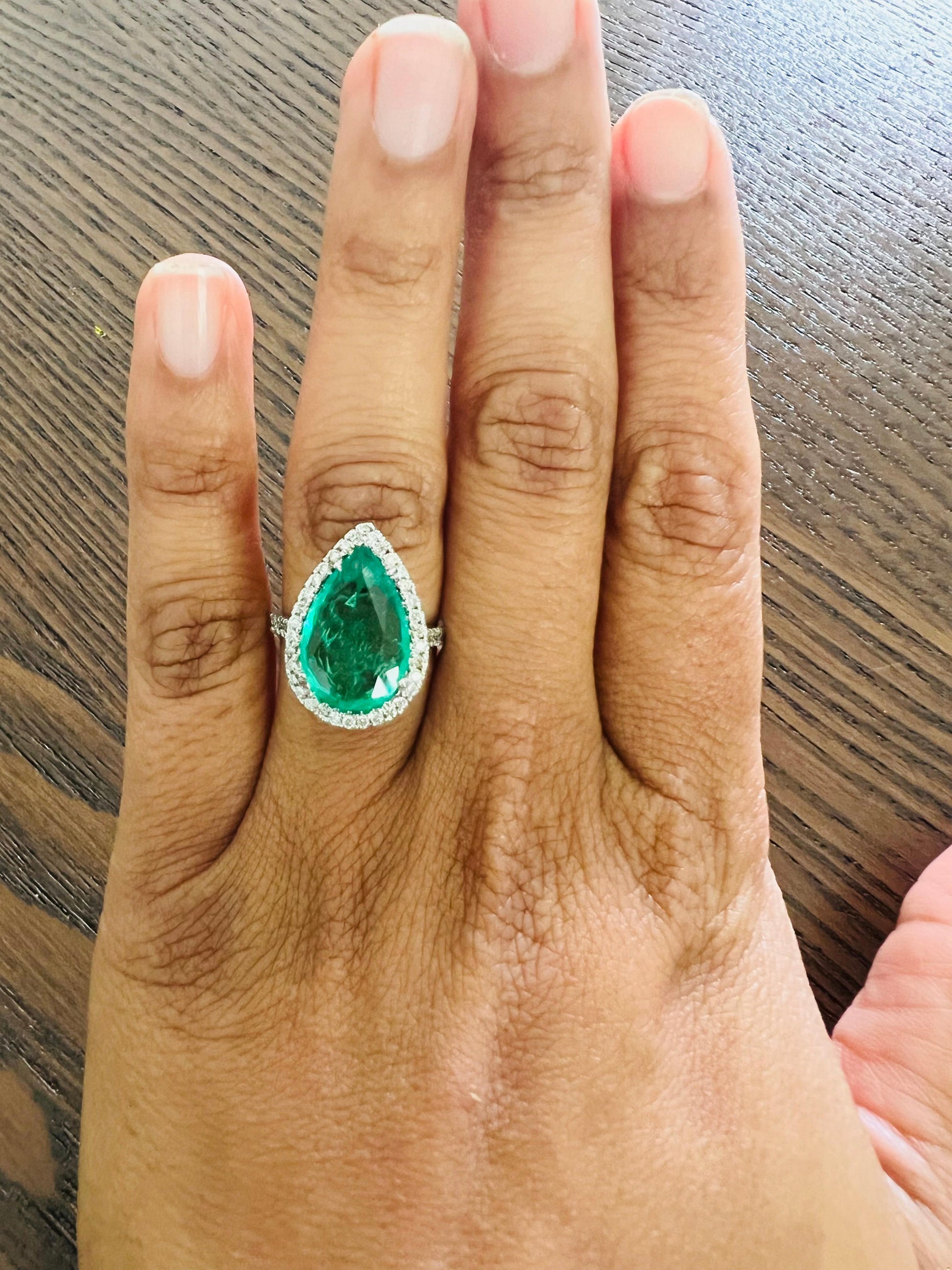 GIA Certified 4.83 Carat Emerald Diamond White Gold Cocktail Ring