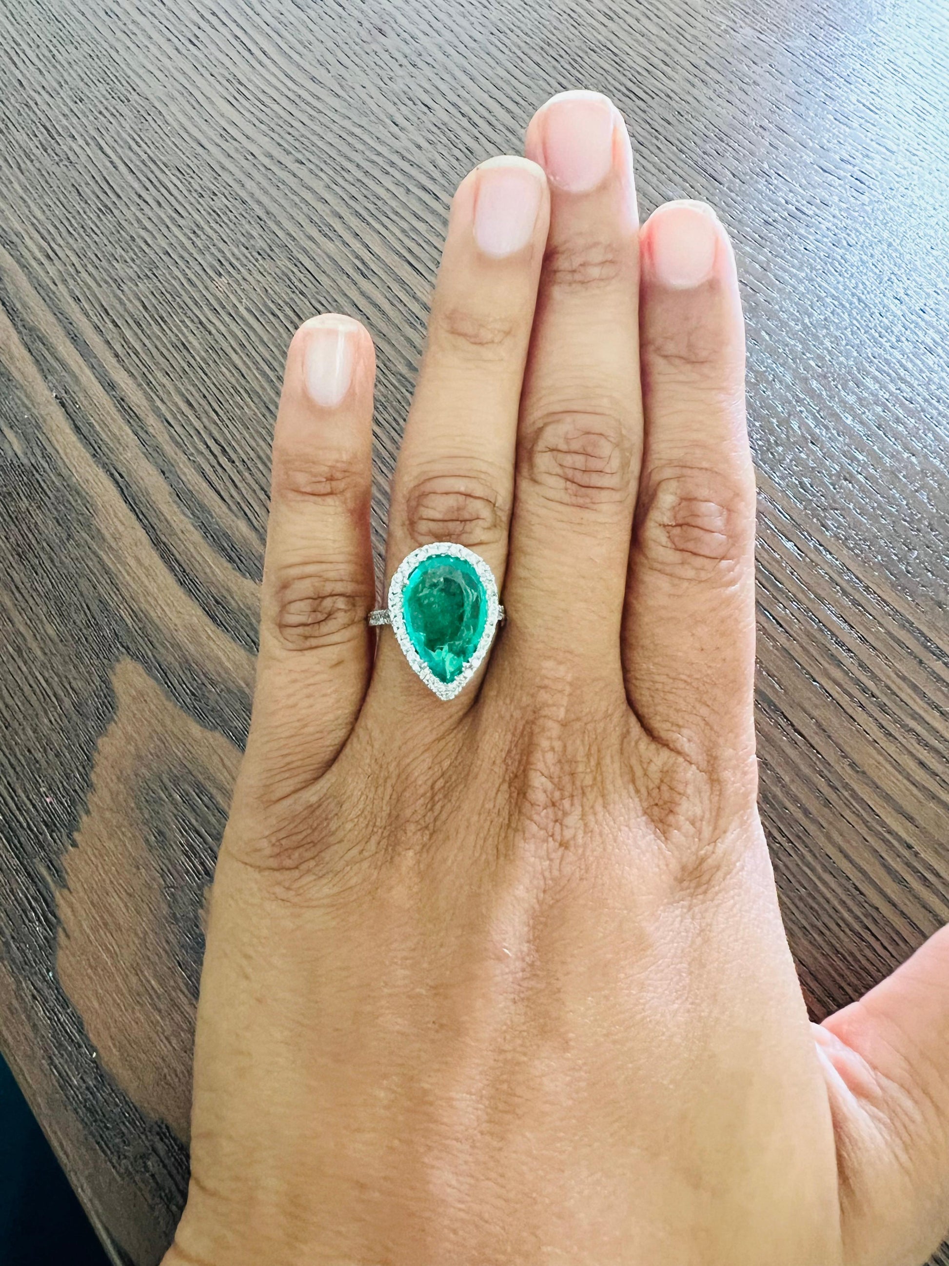GIA Certified 4.83 Carat Emerald Diamond White Gold Cocktail Ring