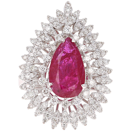 GIA Certified 4.89 Carat Unheated Ruby Diamond Cocktail Ring