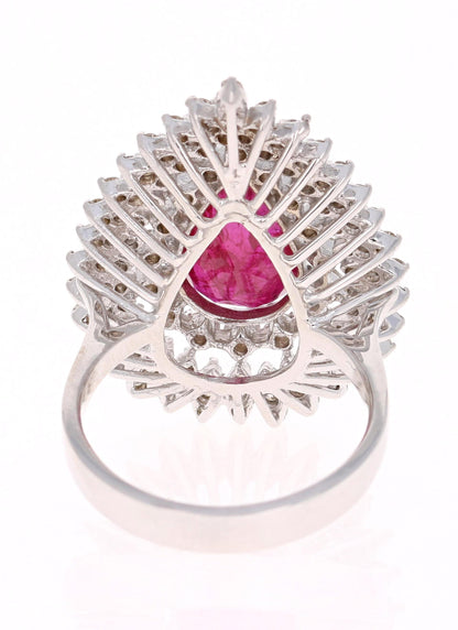 GIA Certified 4.89 Carat Unheated Ruby Diamond Cocktail Ring