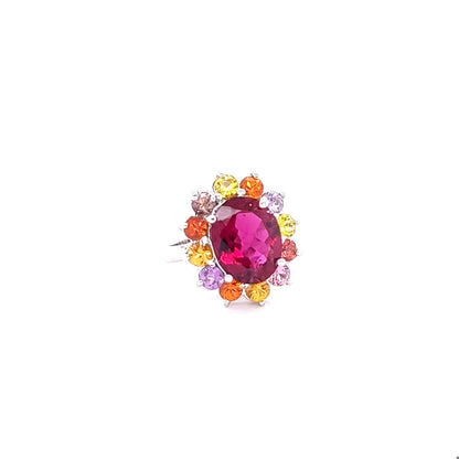 GIA Certified 6.53 Carat Rubellite Sapphire White Gold Cocktail Ring