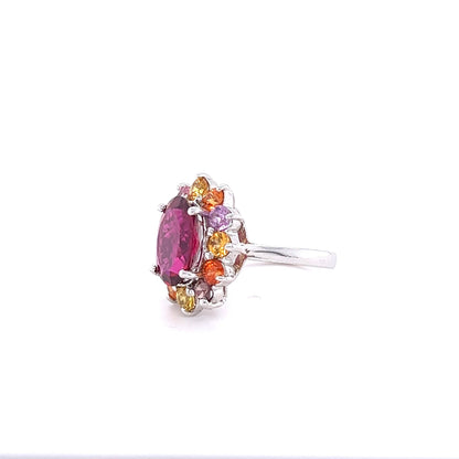 GIA Certified 6.53 Carat Rubellite Sapphire White Gold Cocktail Ring