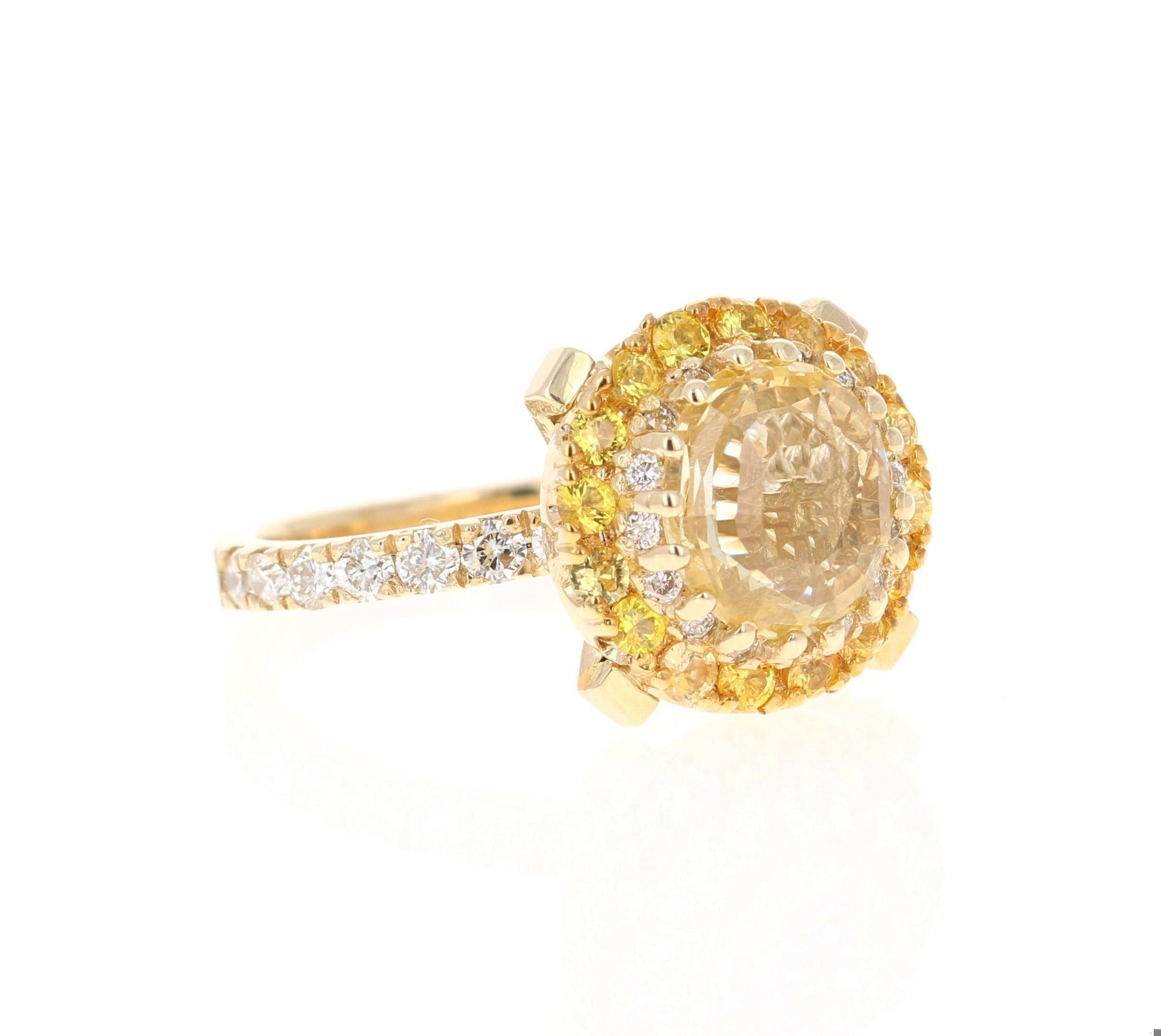 GIA Certified Non-Heated Yellow Sapphire Diamond 14k Yellow Gold Engagement Ring
