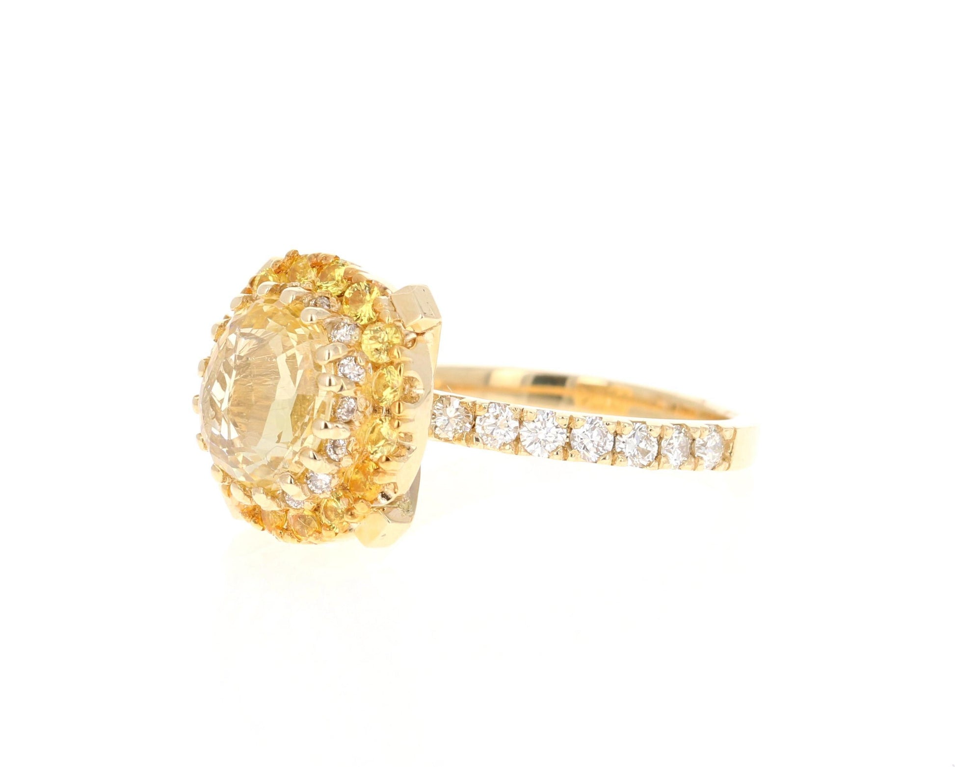 GIA Certified Non-Heated Yellow Sapphire Diamond 14k Yellow Gold Engagement Ring