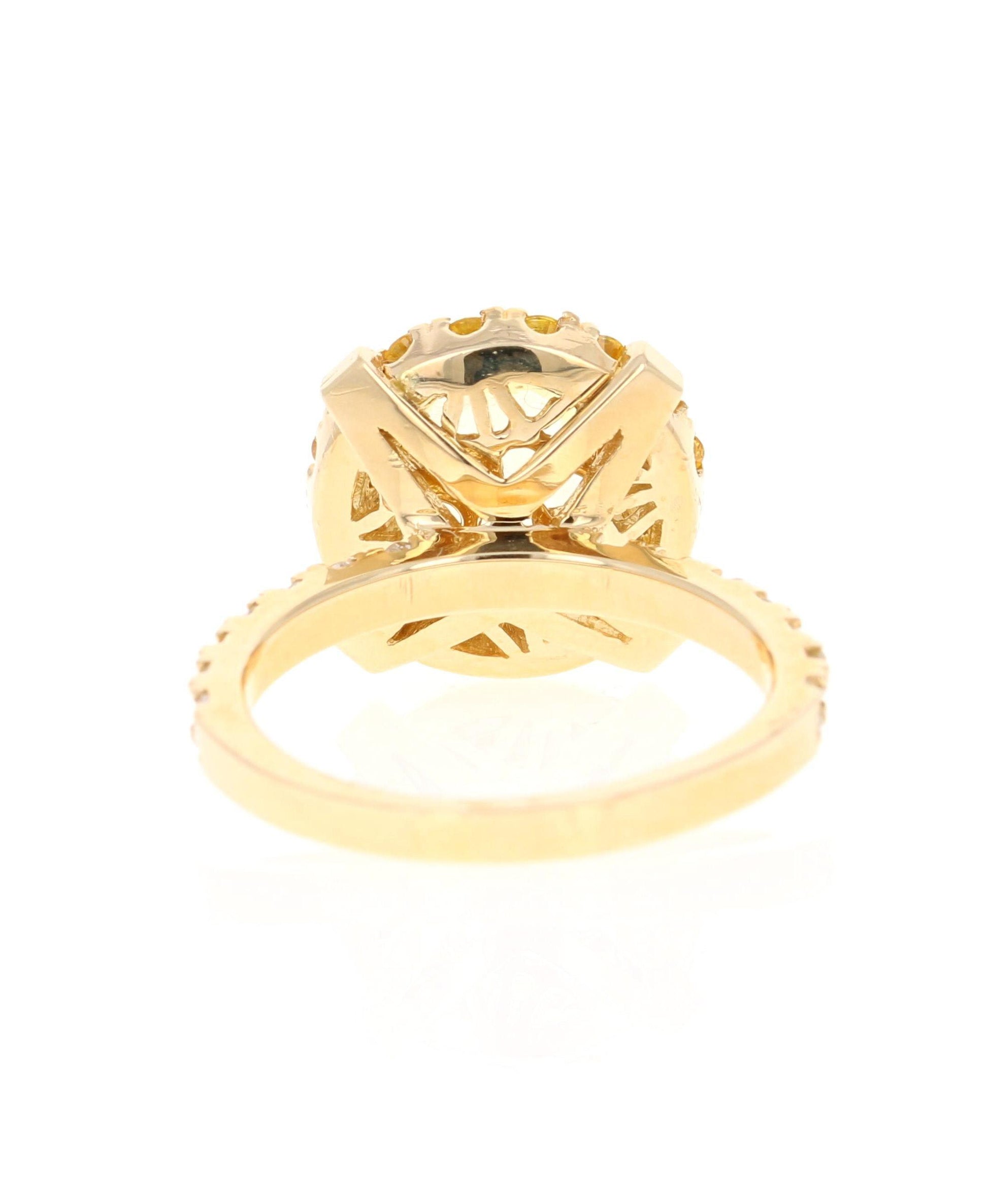 GIA Certified Non-Heated Yellow Sapphire Diamond 14k Yellow Gold Engagement Ring