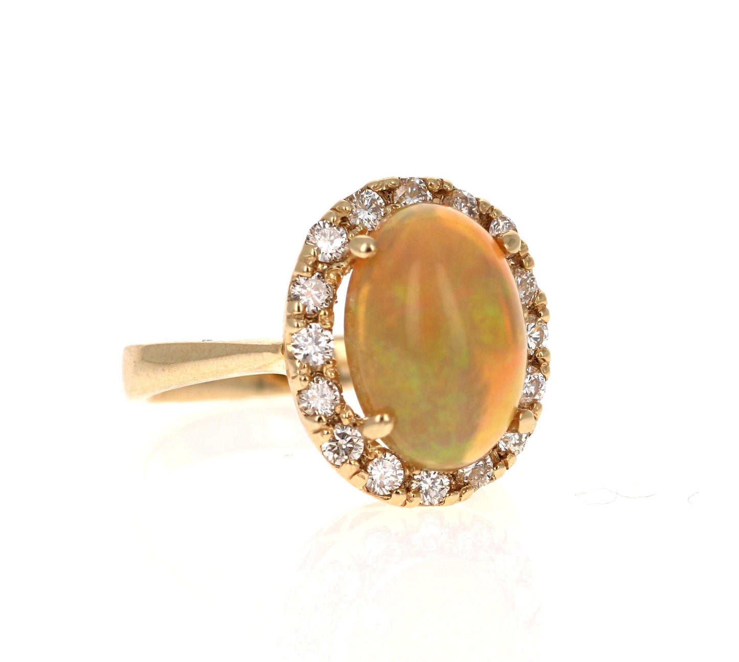 Opal Diamond 14 Karat Yellow Gold Halo Ring