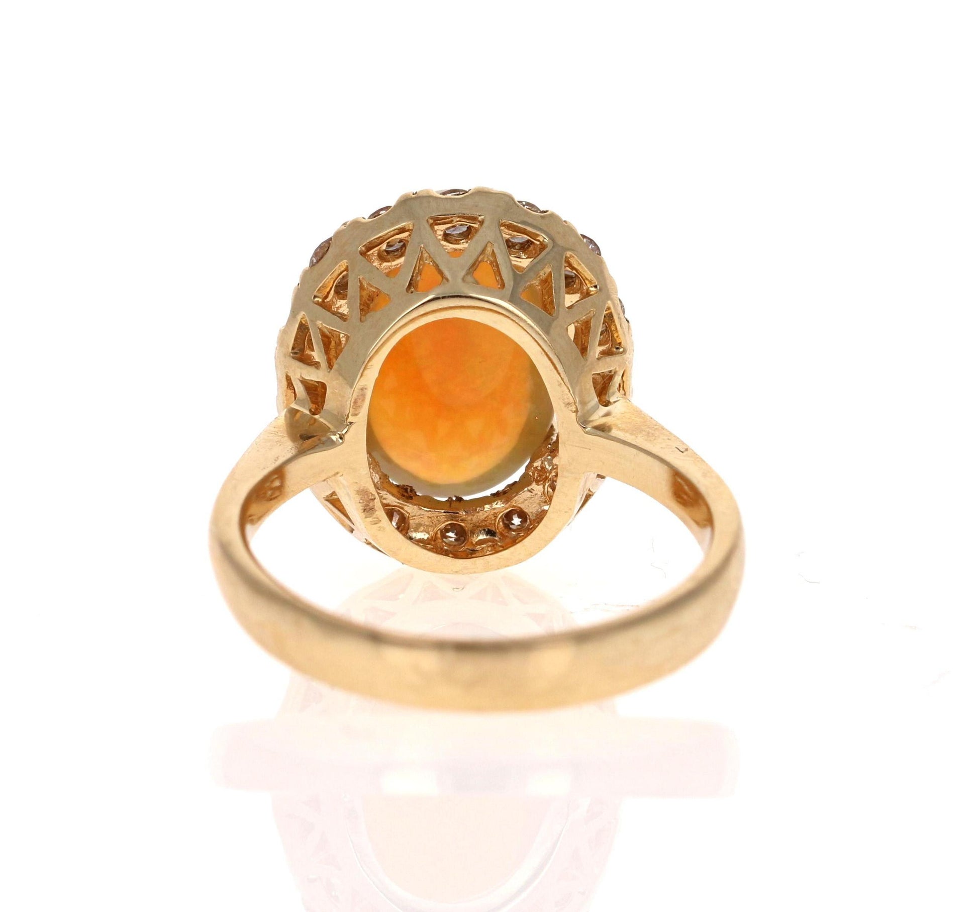 Opal Diamond 14 Karat Yellow Gold Halo Ring