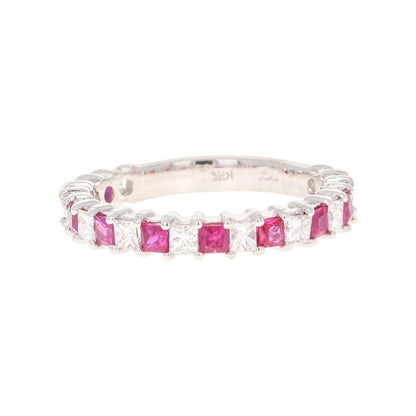 Ruby Diamond 14 Karat White Gold Band