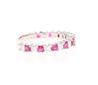 Ruby Diamond 14 Karat White Gold Band