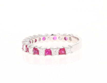 Ruby Diamond 14 Karat White Gold Band