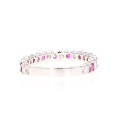 Ruby Diamond 14 Karat White Gold Band