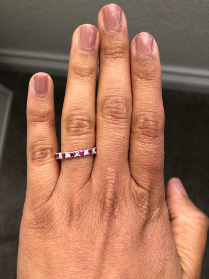 Ruby Diamond 14 Karat White Gold Band
