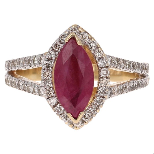 Ruby Diamond 14 Karat White Gold Engagement Ring