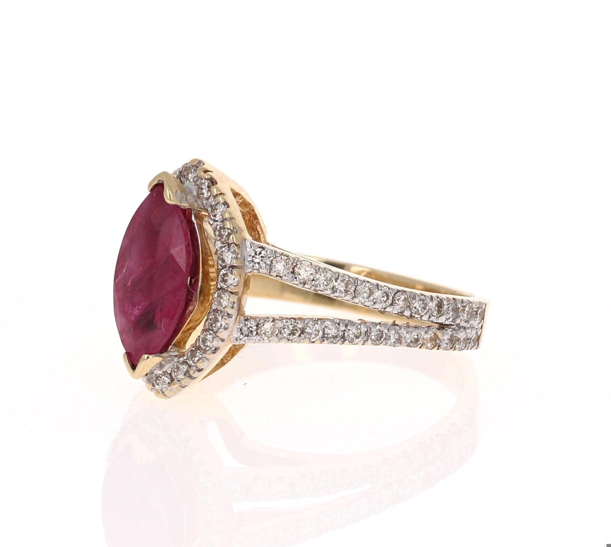 Ruby Diamond 14 Karat White Gold Engagement Ring