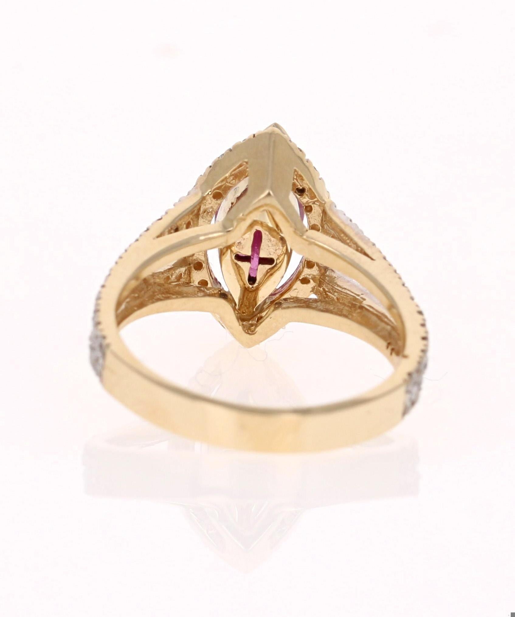 Ruby Diamond 14 Karat White Gold Engagement Ring