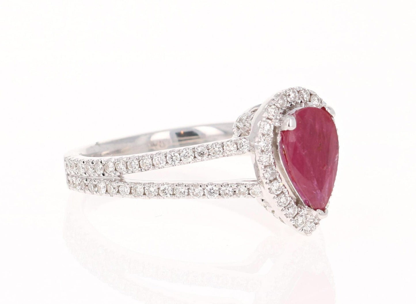 Ruby Diamond 1.50 Carat 18 Karat White Gold Engagement Ring