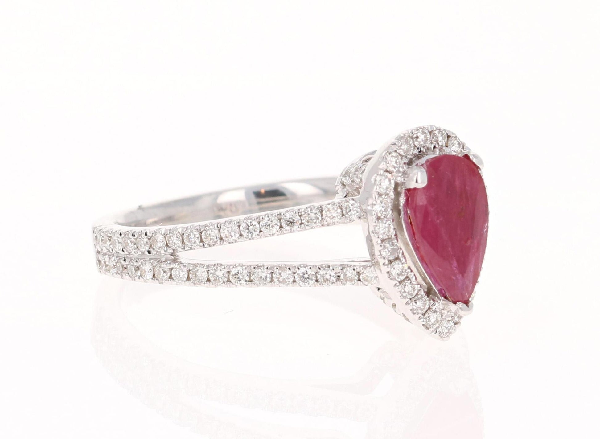 Ruby Diamond 1.50 Carat 18 Karat White Gold Engagement Ring