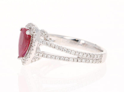 Ruby Diamond 1.50 Carat 18 Karat White Gold Engagement Ring