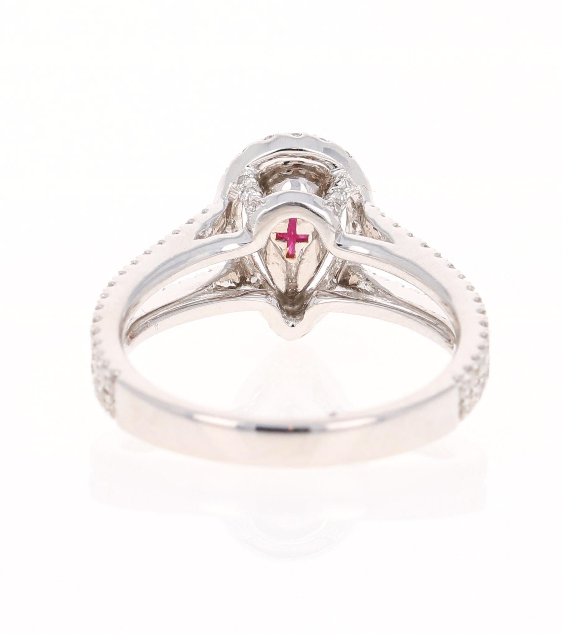 Ruby Diamond 1.50 Carat 18 Karat White Gold Engagement Ring