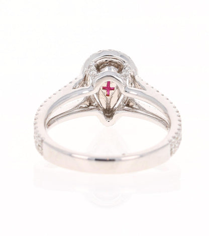 Ruby Diamond 1.50 Carat 18 Karat White Gold Engagement Ring