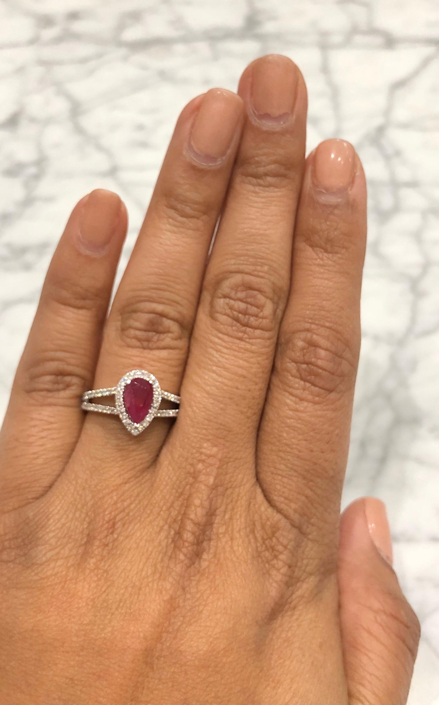 Ruby Diamond 1.50 Carat 18 Karat White Gold Engagement Ring