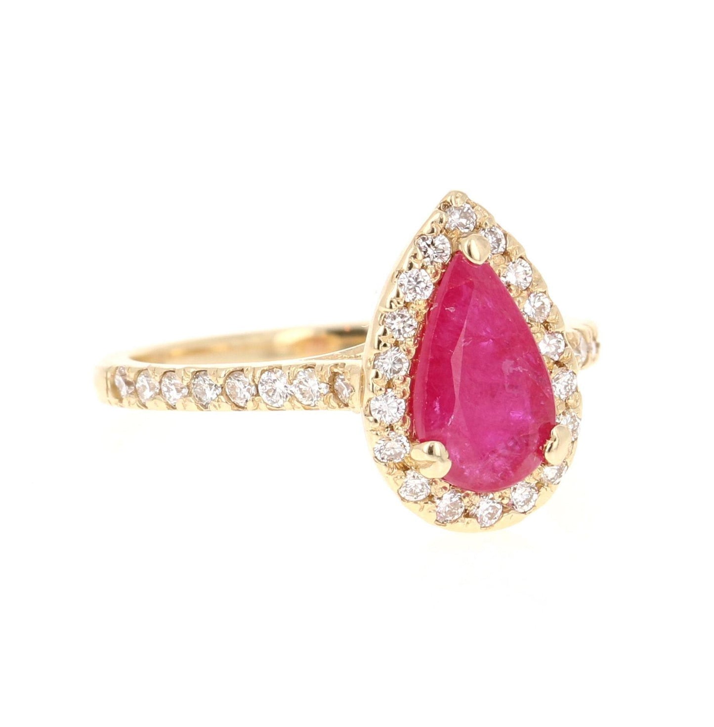 Ruby Diamond 1.87 Carat 14 Karat Yellow Gold Engagement Ring
