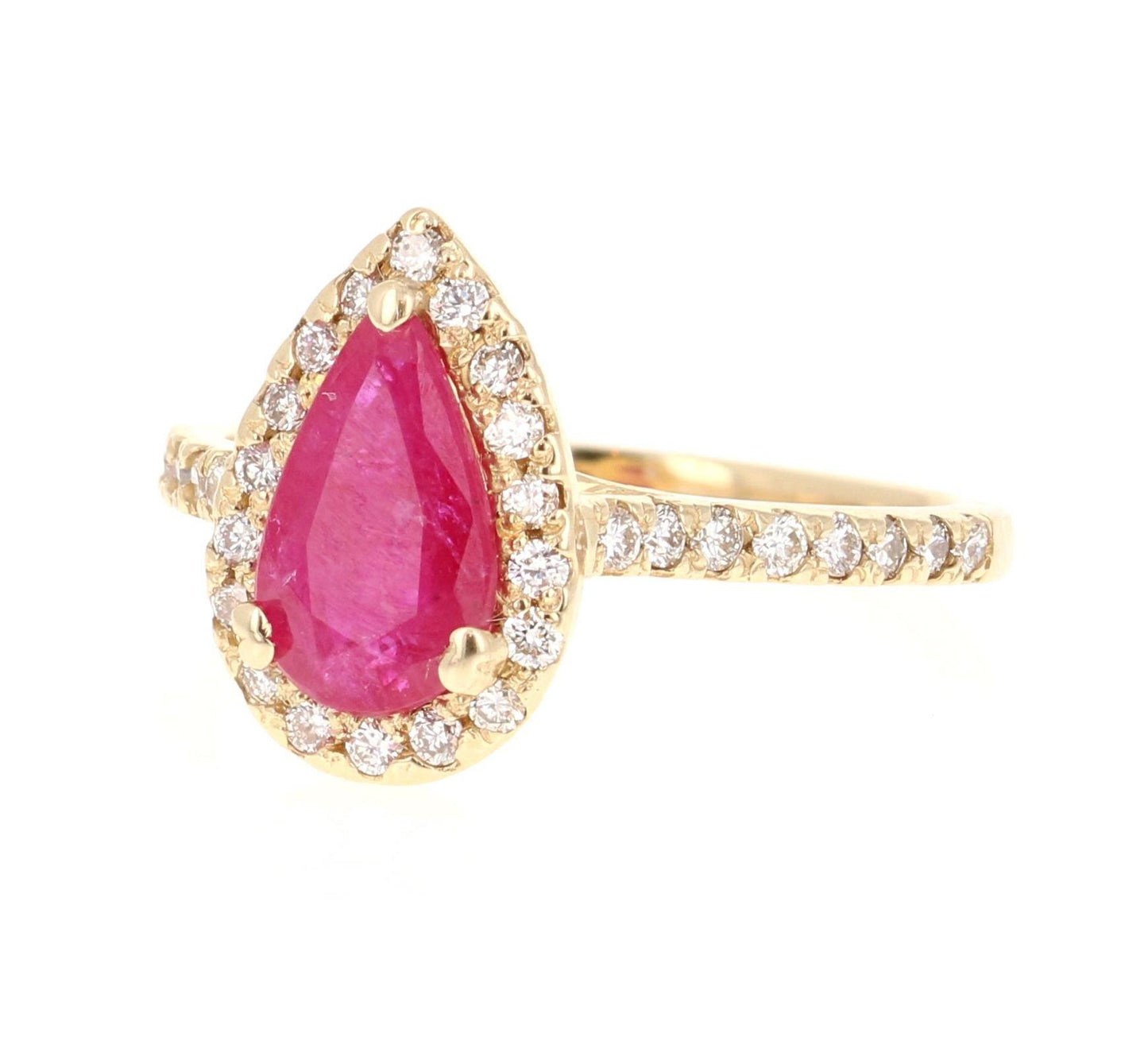 Ruby Diamond 1.87 Carat 14 Karat Yellow Gold Engagement Ring