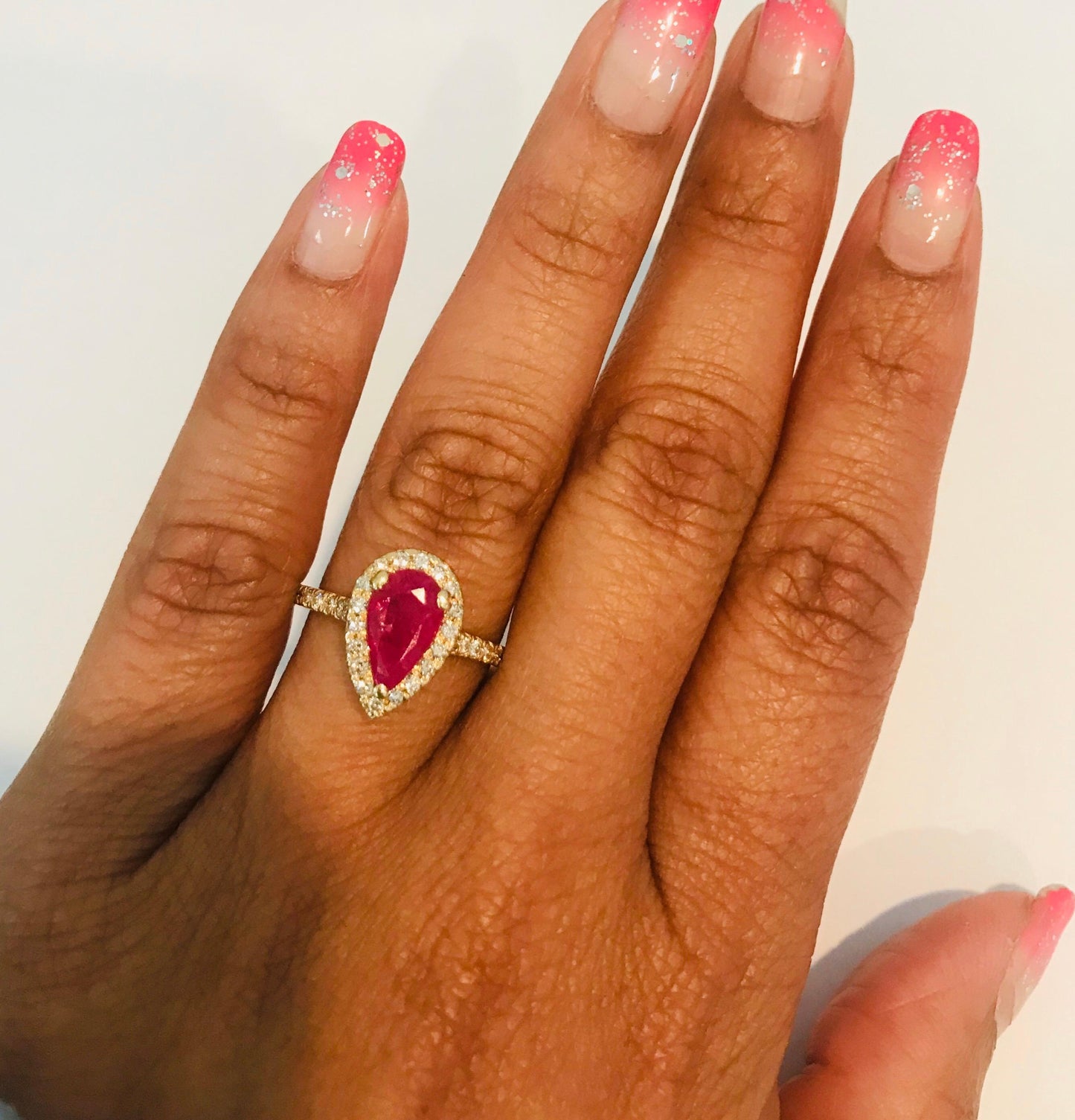 Ruby Diamond 1.87 Carat 14 Karat Yellow Gold Engagement Ring