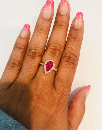 Ruby Diamond 1.87 Carat 14 Karat Yellow Gold Engagement Ring