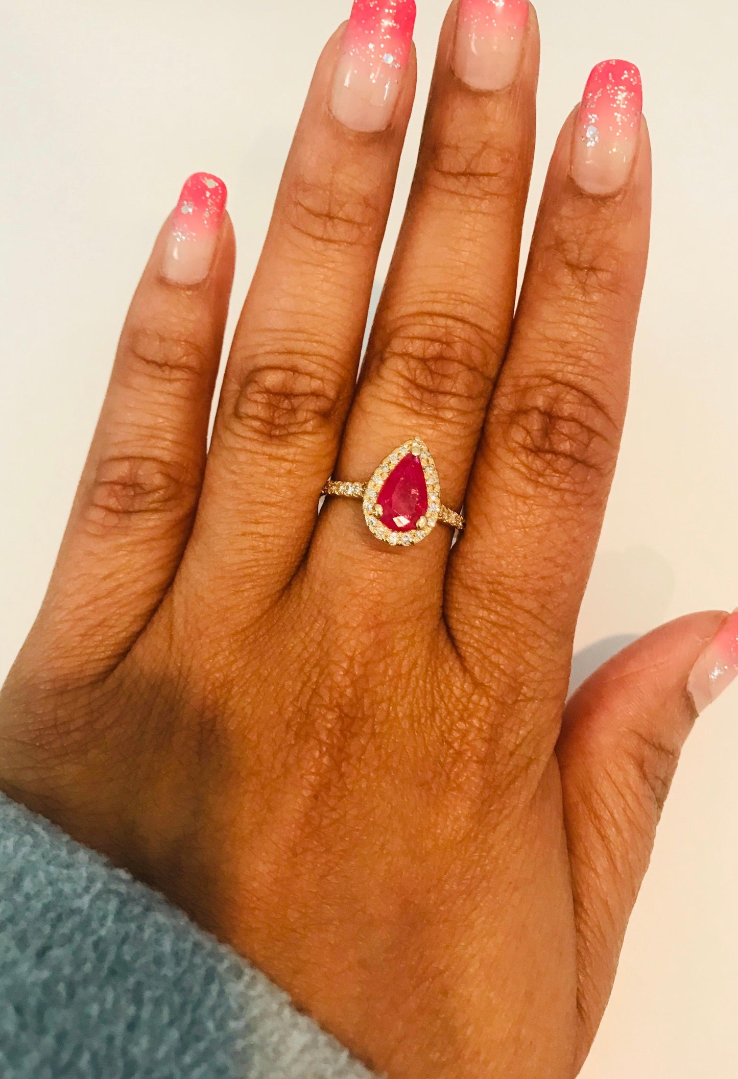 Ruby Diamond 1.87 Carat 14 Karat Yellow Gold Engagement Ring