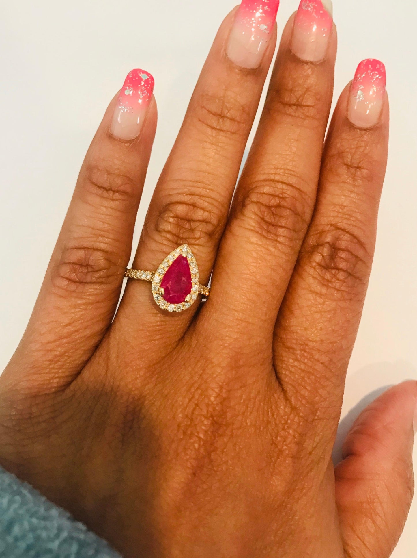 Ruby Diamond 1.87 Carat 14 Karat Yellow Gold Engagement Ring