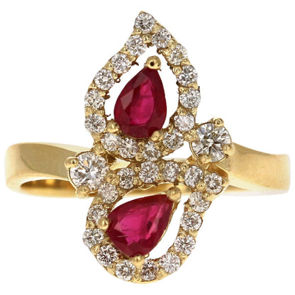 Ruby Diamond 18 Karat Yellow Gold Statement Ring