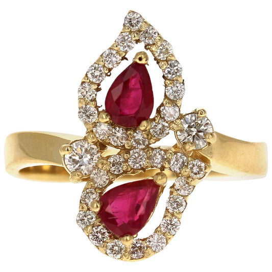 Ruby Diamond 18 Karat Yellow Gold Statement Ring