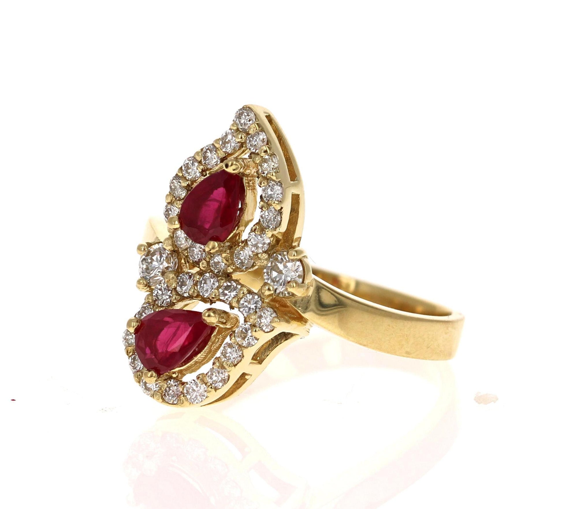 Ruby Diamond 18 Karat Yellow Gold Statement Ring