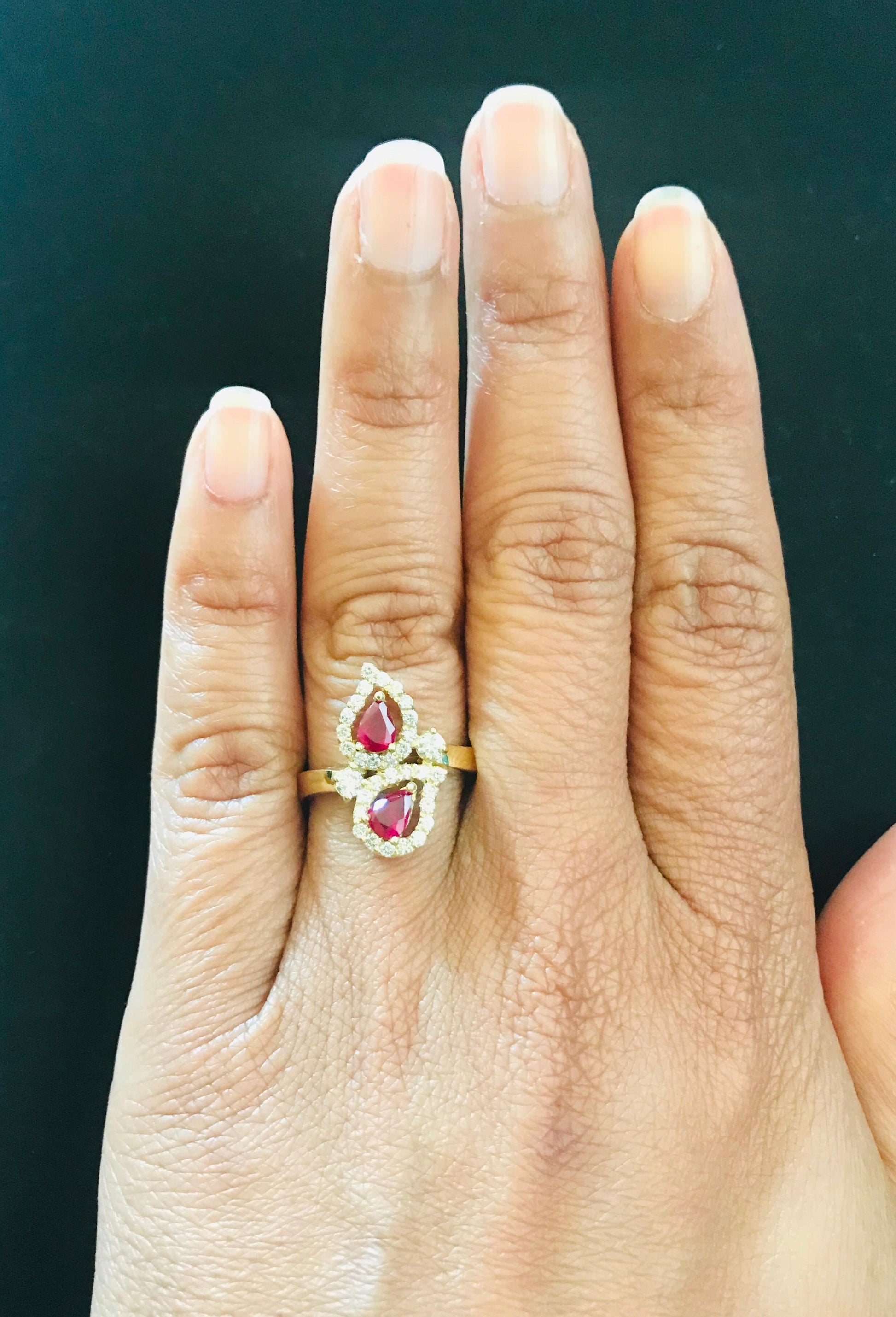 Ruby Diamond 18 Karat Yellow Gold Statement Ring