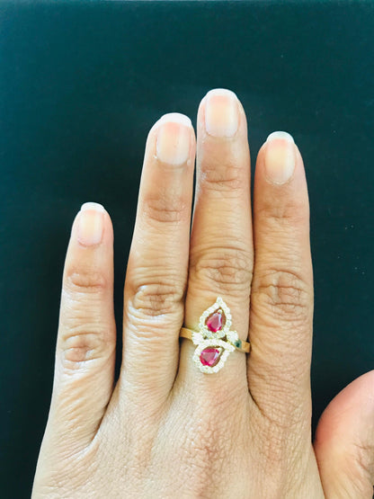 Ruby Diamond 18 Karat Yellow Gold Statement Ring