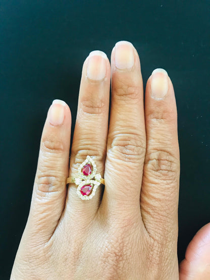 Ruby Diamond 18 Karat Yellow Gold Statement Ring