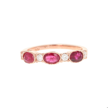 Ruby Diamond Bridal Rose Gold Band