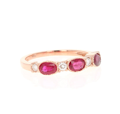 Ruby Diamond Bridal Rose Gold Band